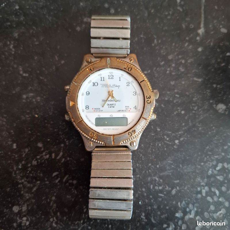 Montre Vintage Benders Mercedes Quartz Années 80 - Acier Inoxydable, Occasion