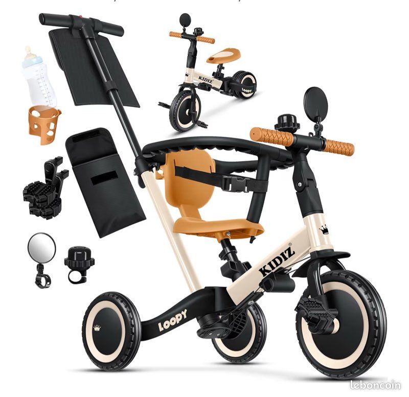 Tricycle 5 En 1 Pour Enfant Avec Poignée De Direction Pour 1 À 3 Ans