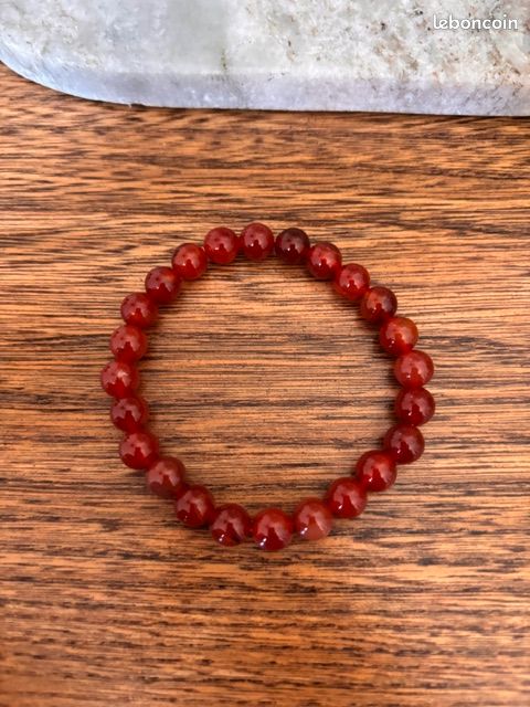 Bracelet Agate Rouge – Perles Naturelles 8mm | Veinures Noires | PAPD (image 1)