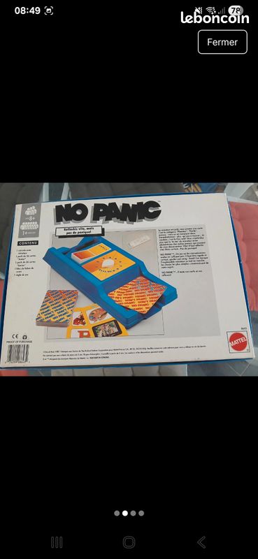 Jeu De Société No Panic Mattel 1987 - Complet - Occasion Avec Notice Photocopiée