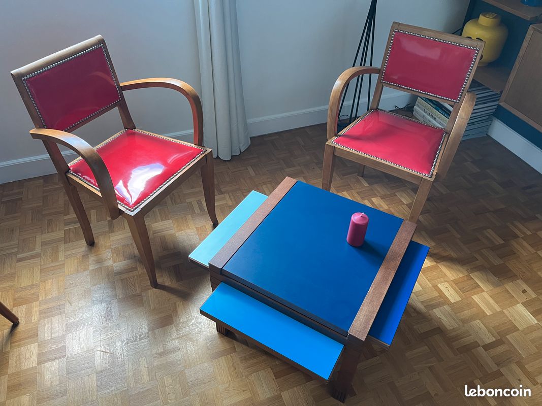 💚 fauteuil / paire bridge art déco vintage refait à neuf design 💚 (image 2)