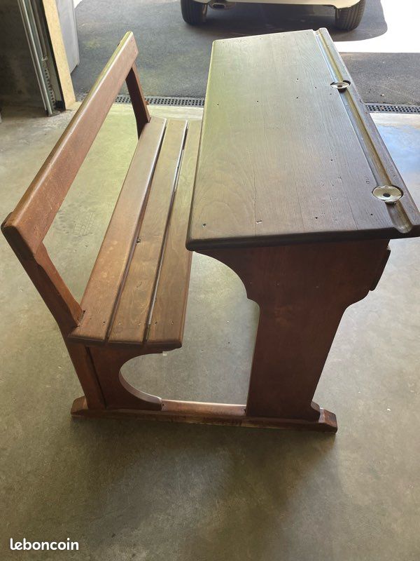 Bureau d’écolier ancien bois (image 2)