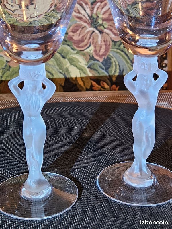 Lot 6x verre à liqueur transparent - motif floral n° 4