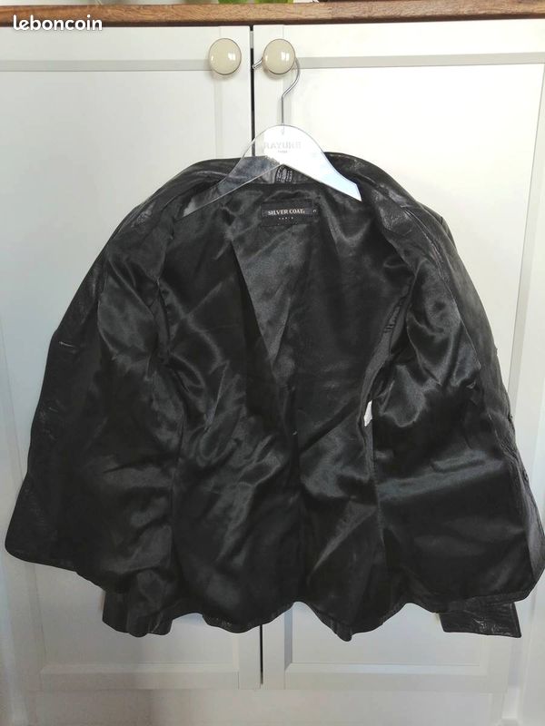 Veste En Cuir D'agneau Plongé Noir SUED MOD LA GRIFFE - Taille 38 FR - Occasion Comme Neuve