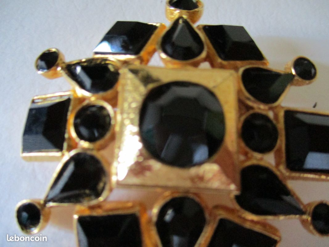 Broche vintage cabochons en pâte de verre : signé (image 19)