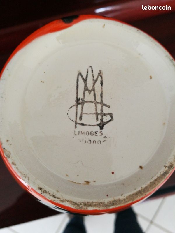 Cruche pichet limoge emaux orange (image 5)