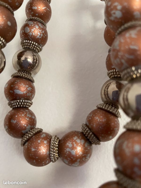 Collier Vintage Double Rang De Perles - Blanc - Très Bon état (TBE) - Occasion