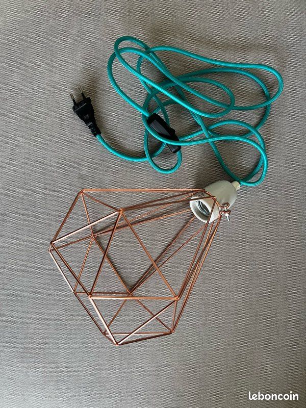 Lampe design métal or rose fil turquoise (image 2)