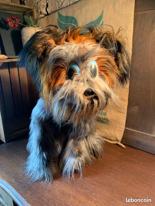 Mignon Petit Chien En Peluche Vintage – Occasion – Jouet Rétro à Collectionner