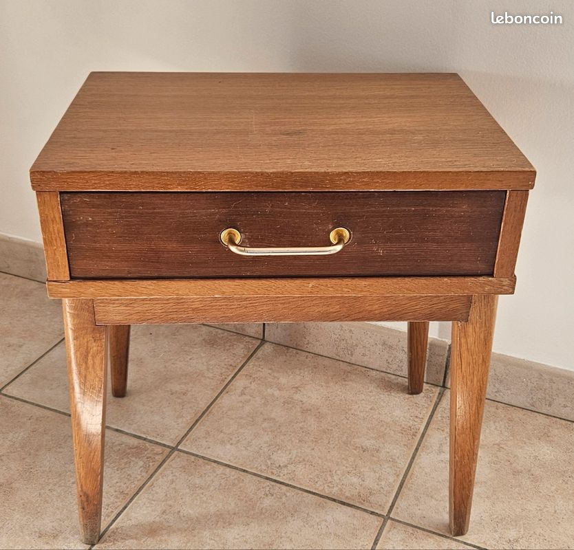 Tables De Chevet Vintage Françaises – Design Scandinave Années 60, Bois Marron