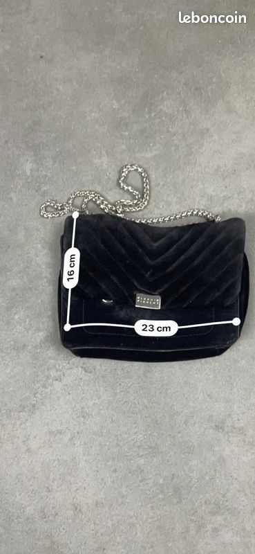 Sac à bandoulière claudie pirelot en velour noir (image 9)