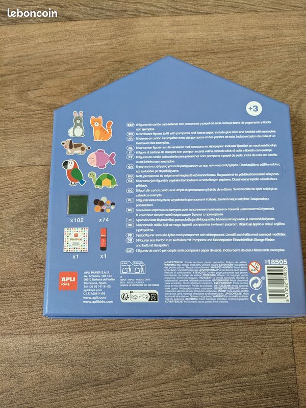 Apli Kids My First Pompom – Kit Créatif Animaux En Pompons – 74 Pompons, 6 Feuilles Prédécoupées, Colle – Activité Manuelle Dès 3 Ans