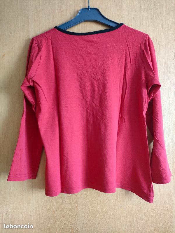 T-shirt manches longues rouge, 14ans fille (image 4)