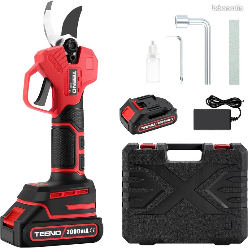 TEENO Sécateur Électrique Sans Fil Brushless,1 * 2000mAh Batteries,Professionnel Sécateur Lame Con (image 1)