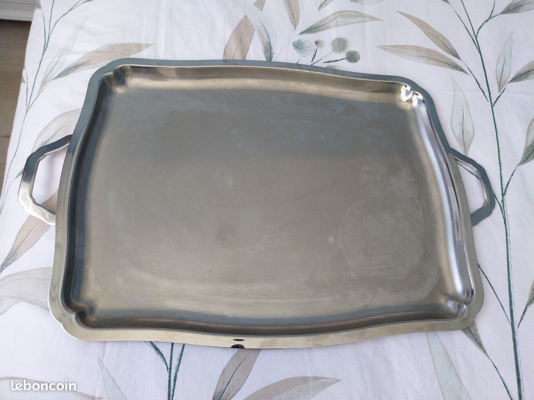 Grand Plateau De Service Hexagonal LETANG Rémy – Inox Argenté 52 X 35 Cm