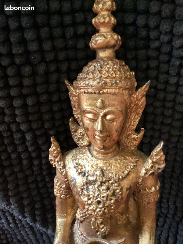 Grande statue de bouddha Thaïlandaise Bronze doré XXème 50 cm (image 13)