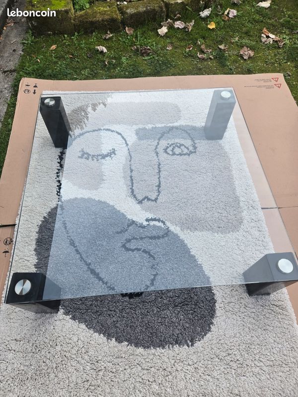 Table de salon verre+tapis (image 2)