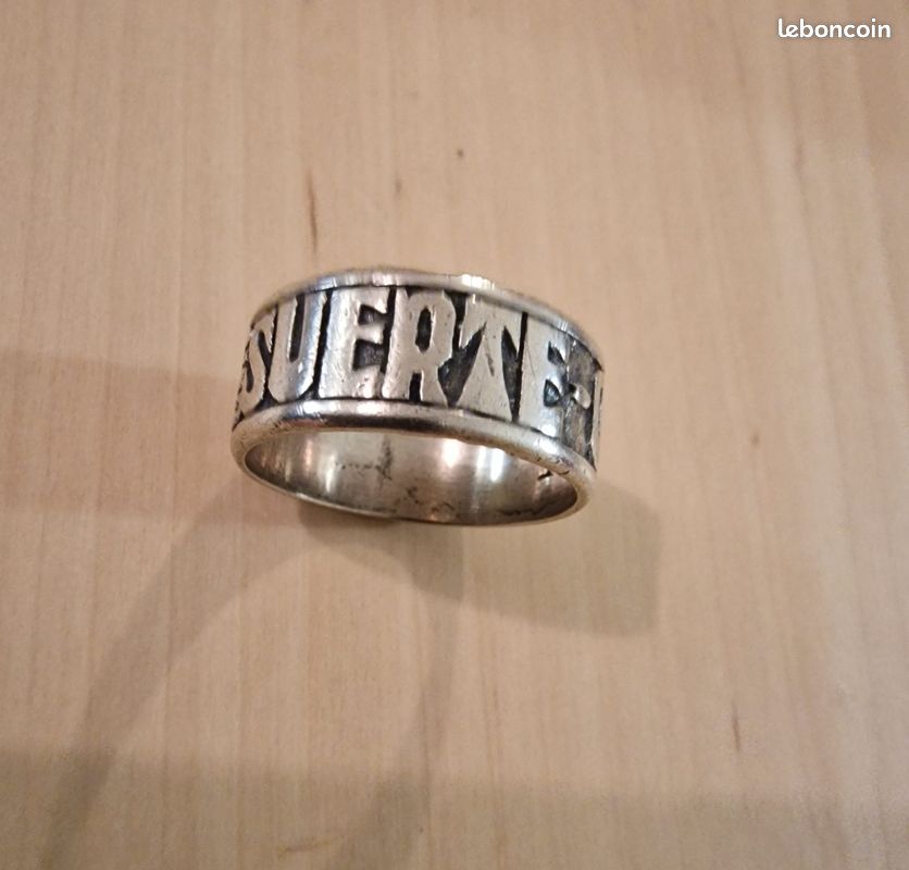 Bague Ancienne Plaquée Argent Art Déco Porte-bonheur - Taille 53, Années 1930, France