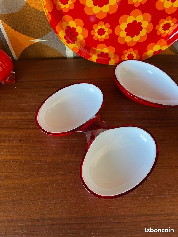 Serviteur Apéritif Guzzini Rouge En Plexiglas - Ramequins Et Plateau Made In Italie