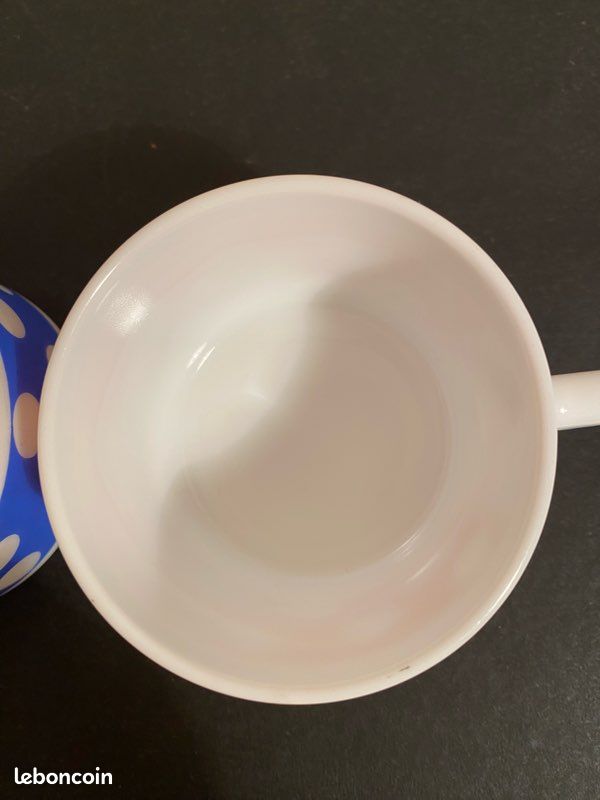 LOT 8 TASSES ARCOPAL FRANCE MOTIF DE POIS « POLKA » VINTAGE