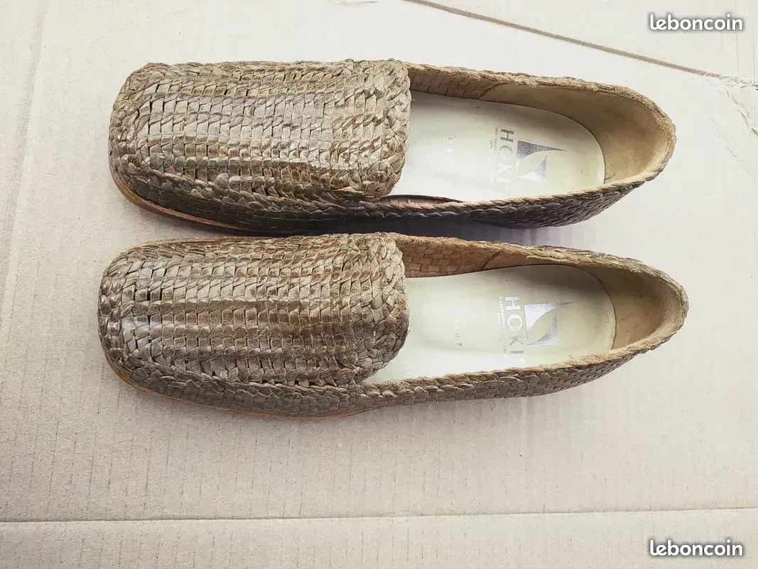 Escarpin bi-matière beige cuir | Maison Via Roma