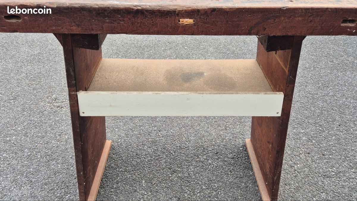 Petit établi ancien vintage en bois massif (image 6)