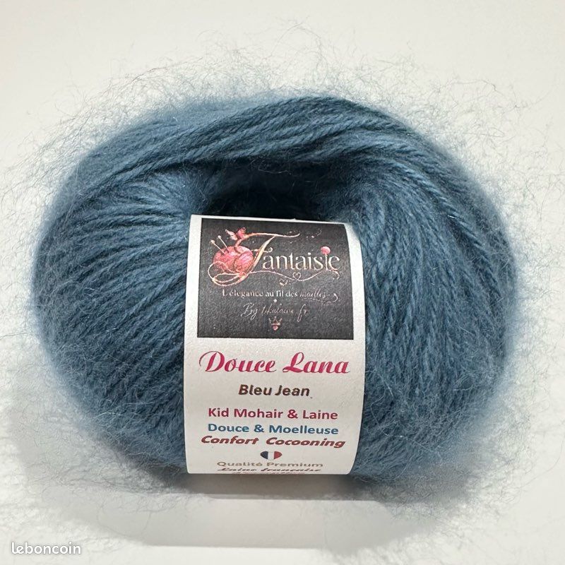 Laine et kid mohair Douce Lana bleu jean 16 pelotes de 50g 145m (image 2)