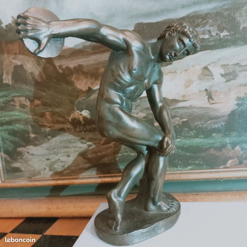 Reproduction En Bronze Du Discobole – Statue Hauteur 14cm – Neuf, Déco Antique