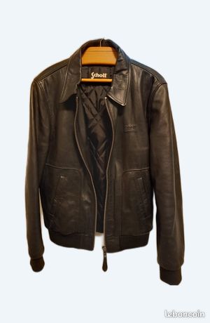 Veste En Cuir Homme Schott - Taille M - Style Bomber - Occasion Parfait état