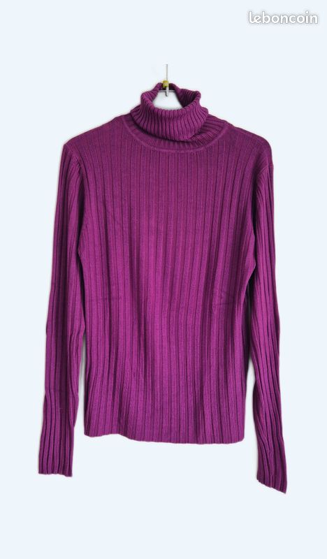 Pull femme chaud et confortable col roulé violet taille 38/40 (image 2)