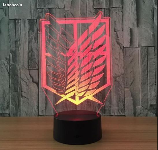 Décoration Lampe en verre de Bureau Led RGB - Veilleuse Manga Attaque des titan Effet 3D (image 2)