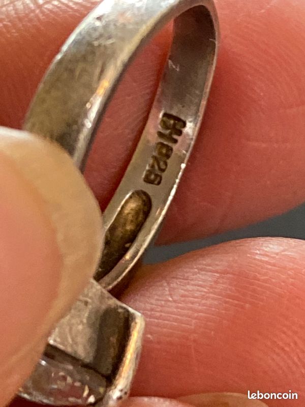 Bague Vintage En Argent Massif 925 - Grosse Pierre Cristal, Taille 57/58, Bel état