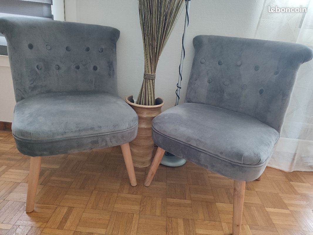 Fauteuil crapaud velour (image 1)