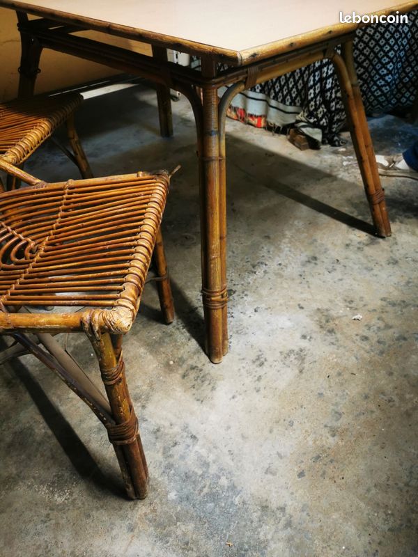 Table et 2 chaises rotin jardin (image 6)