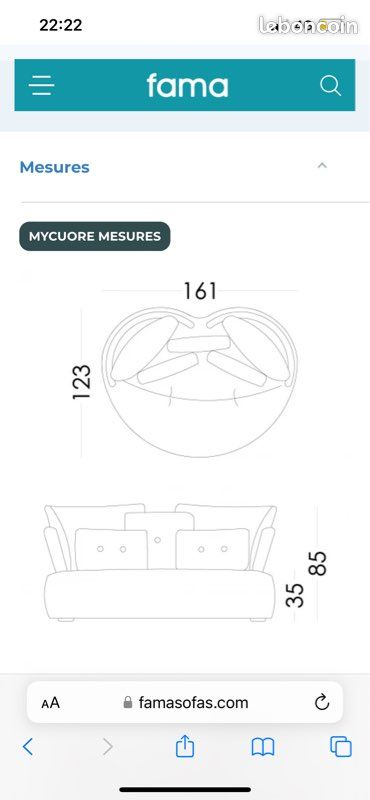 Canapé FAMA design pivotant à 360 degrés Neuf emballé (image 4)