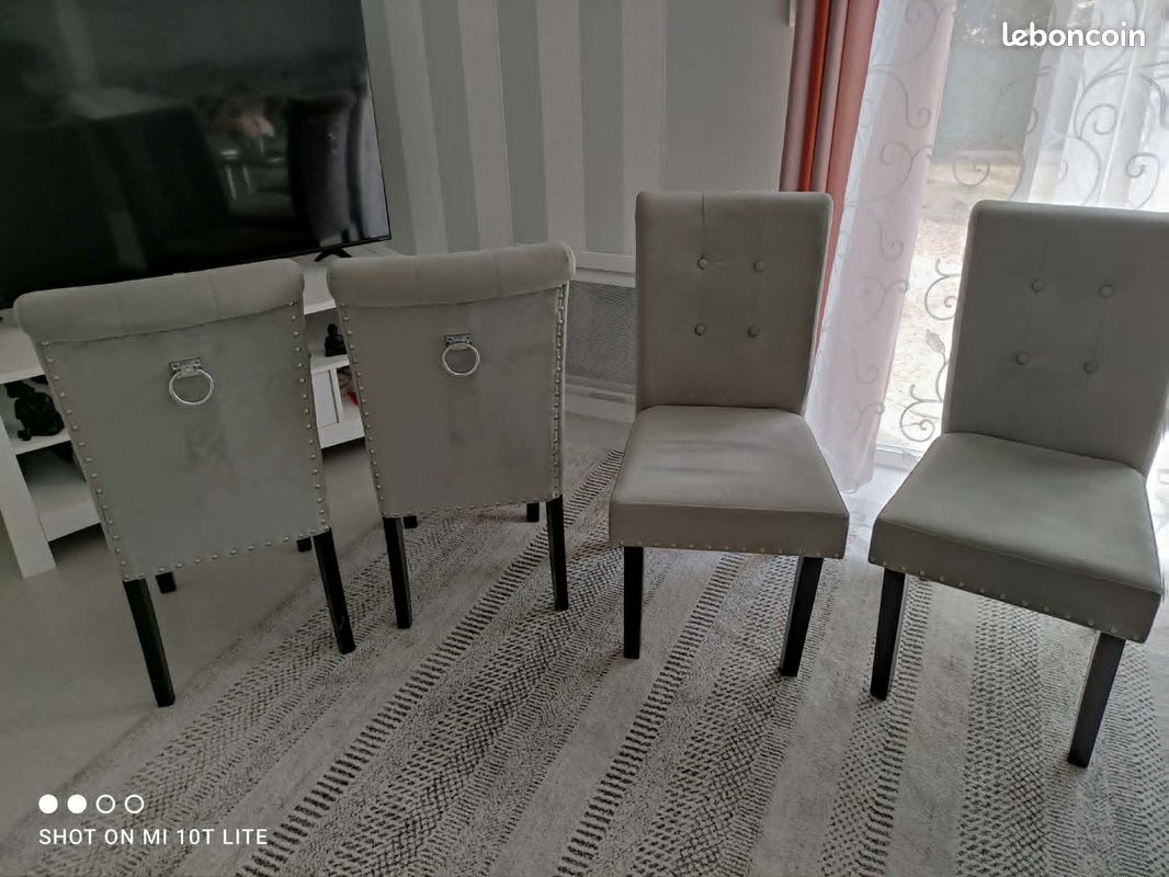 Chaises velours gris (image 3)