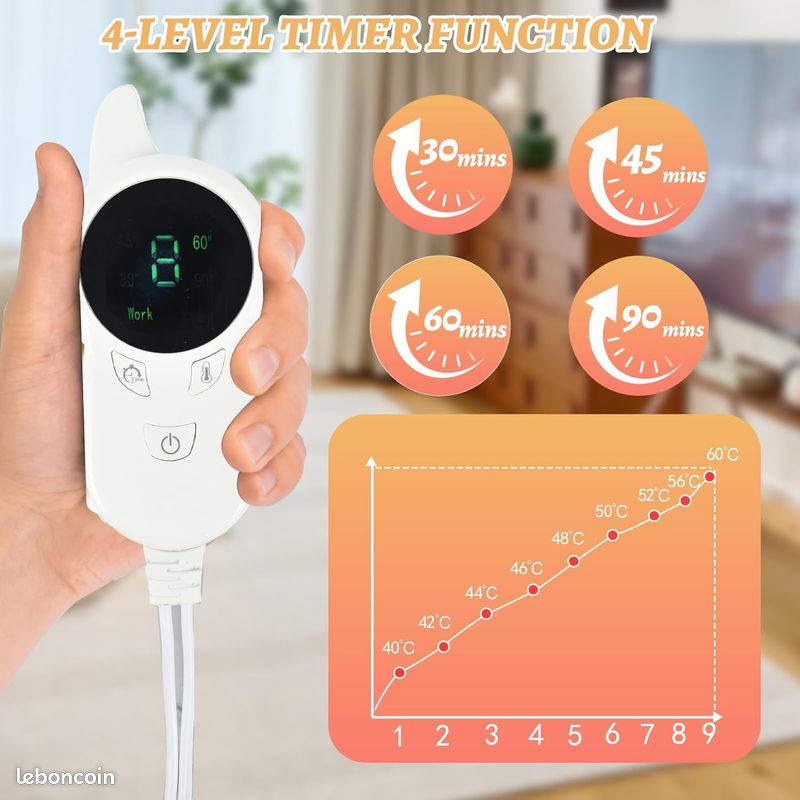 Coussin Chauffant électrique Pour Nuque Et épaules - 6 Niveaux De Température, Télécommande