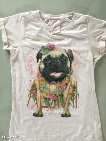 T-shirt Manches Longues Victoria's Secret - Imprimé Rose Marbré Avec Chien, Col Rond, Taille Plus, Neuf