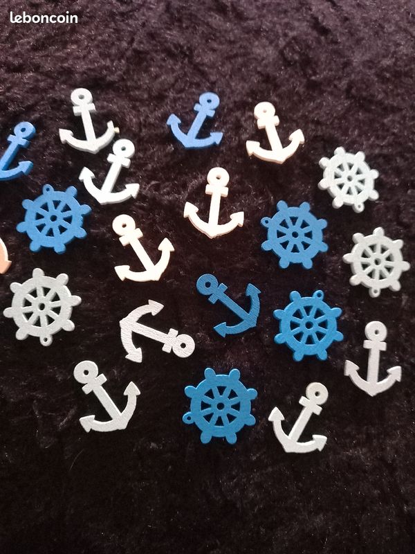 Lot de 10 appliques en bois thème "mer" (image 1)
