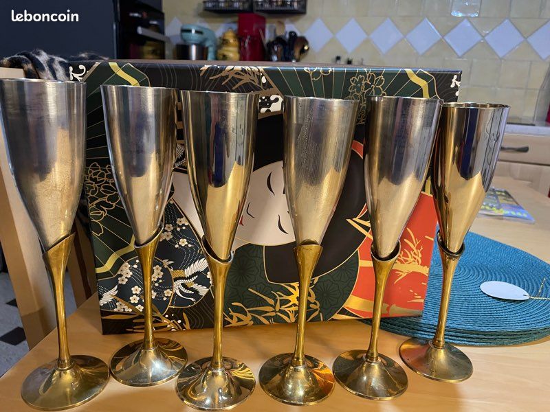Flûte à champagne en argent et laiton (image 2)
