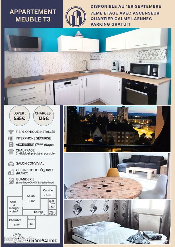 Appartement 3 pièces 59 m² · à Chalon-sur-Saône · 59 m² · 670 €