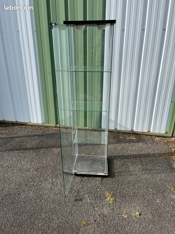 Vitrine colonne verre 3 etageres eclairage integre (image 1)
