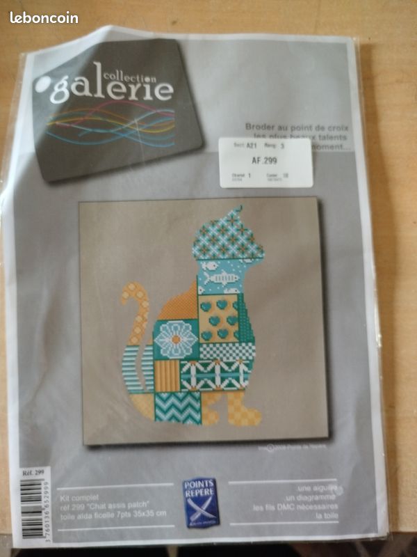 Kit broderie Le chat assis patch (image 1)