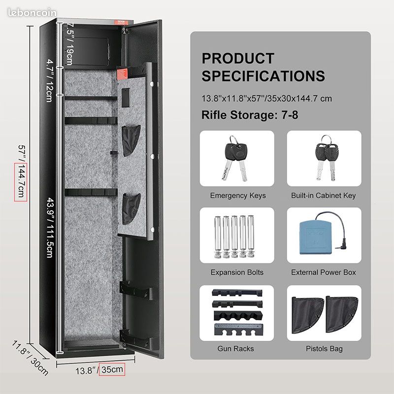 Coffret de sûreté à clé à l'épreuve du feu, 0,2 pi. cu