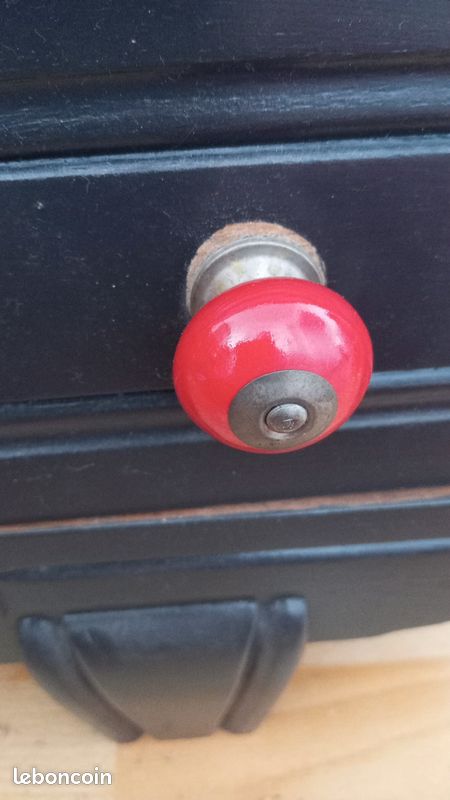 6 poignées de meuble rouges, céramique, vintage (image 1)