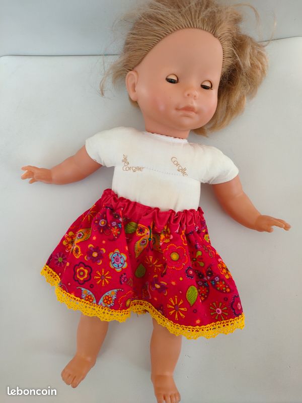 Poupée Corolle Vintage 1994 - 42cm, Tenue Rouge Et Salopette Jeans, France