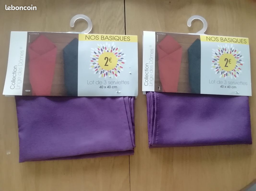 Lot de 6 serviettes de table neuves. 40x40 cm. Parme. 2 euros le lot. Secteur Conforama (image 1)