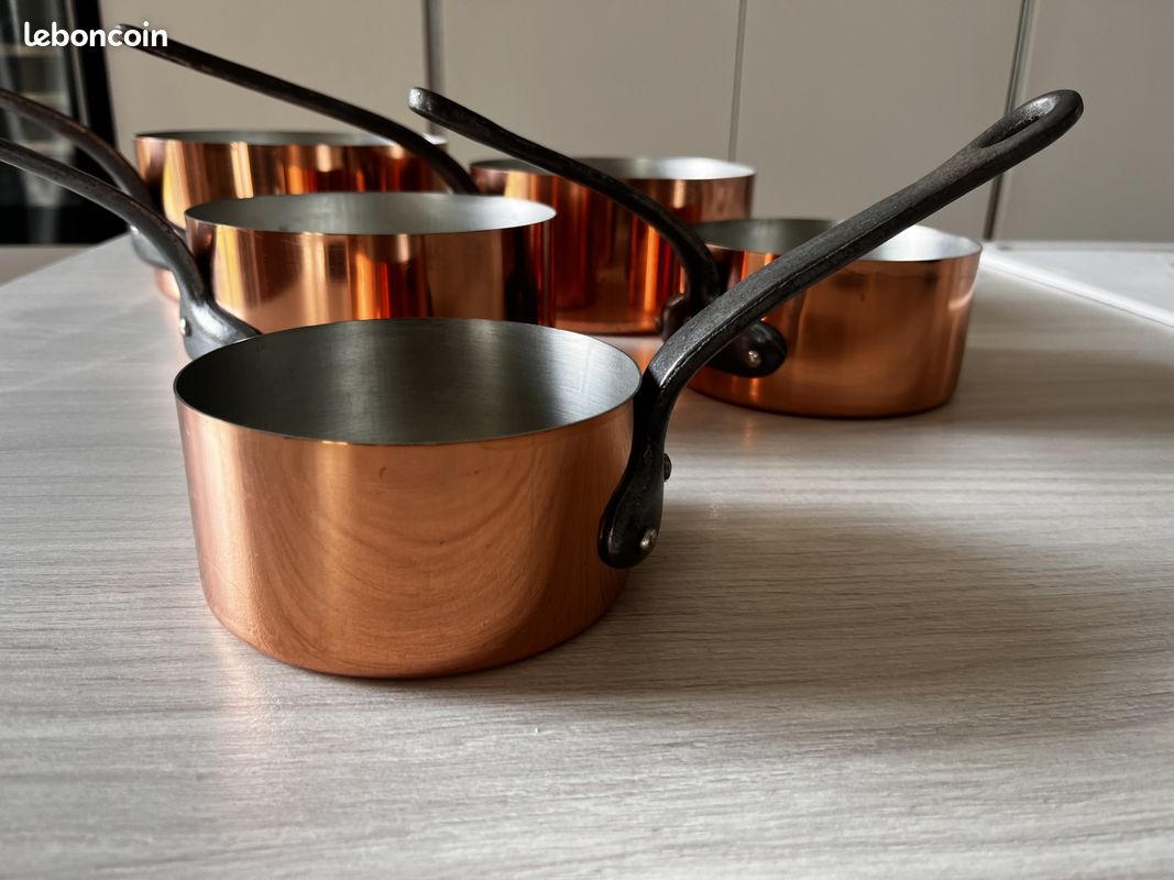 Casserole En Cuivre étamé De 25 Cm – 2 Manches, Fabrication Artisanale, Cuivrée Couleur Orange
