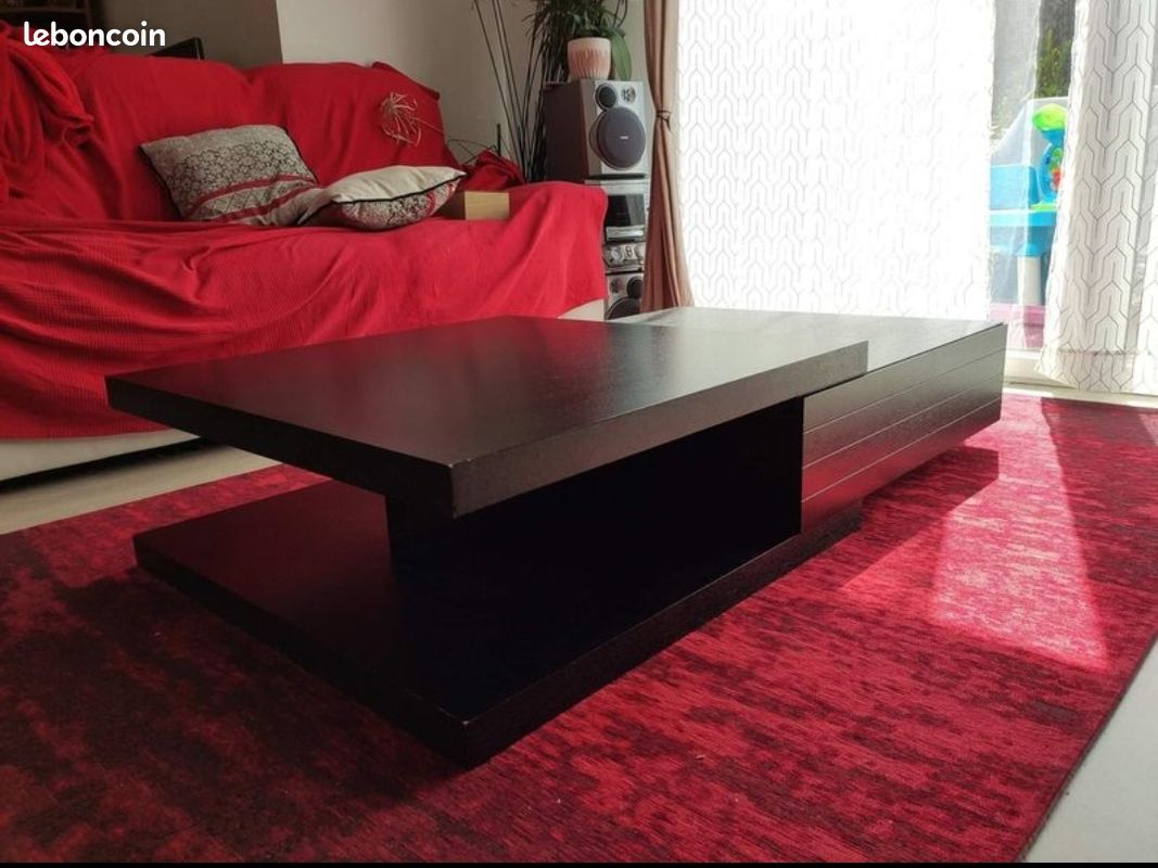Table basse design et originale en bois massif [BON ÉTAT] (image 1)
