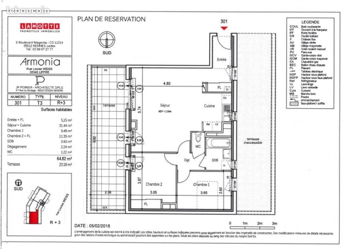 Appartement 3 pièces 64 m² · à Liffré · 64 m² · 680 €/mois